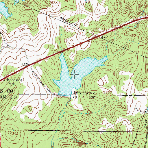 Topographic Map of Rhyne Lake, TX