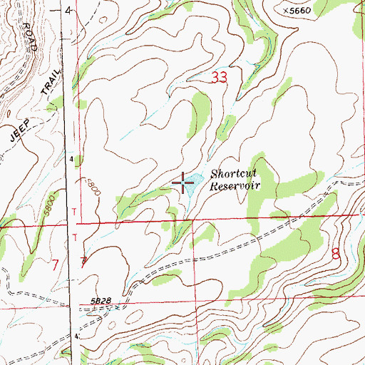 Topographic Map of Shortcut Reservoir, CO