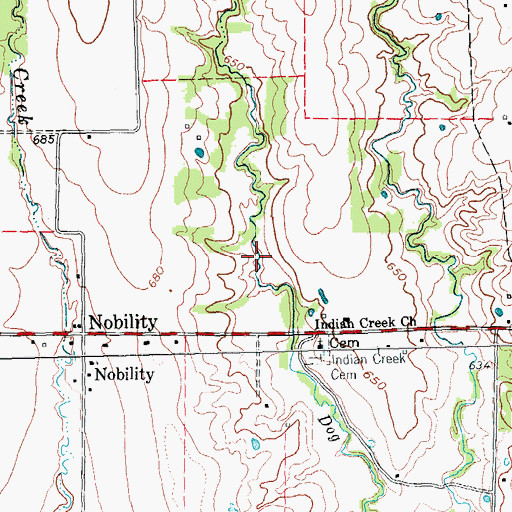 Topographic Map of Soil Conservation Service Site 38 Reservoir, TX