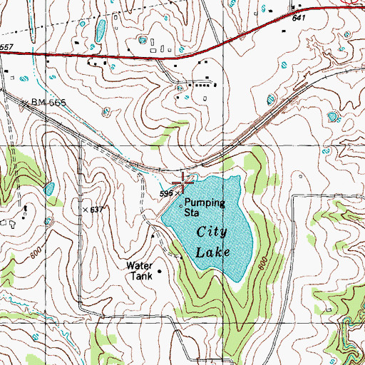 Topographic Map of City Dam, TX