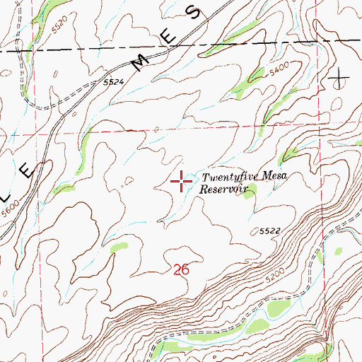 Topographic Map of Twentyfive Mesa Reservoir, CO