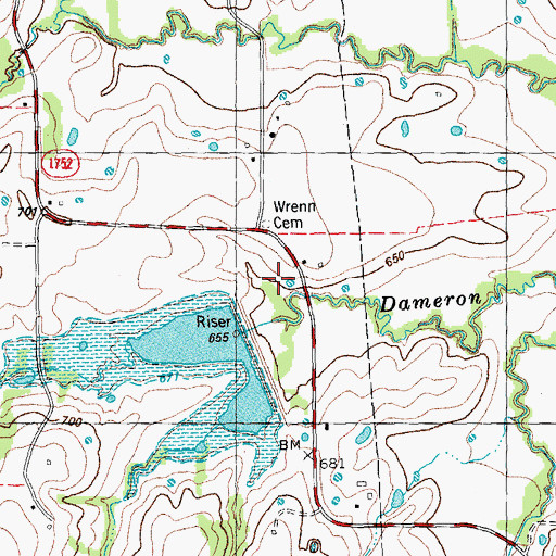 Topographic Map of Soil Conservation Service Site 2 Reservoir, TX