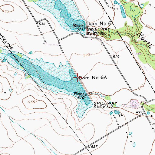 Topographic Map of Soil Conservation Service Site 6a Dam, TX