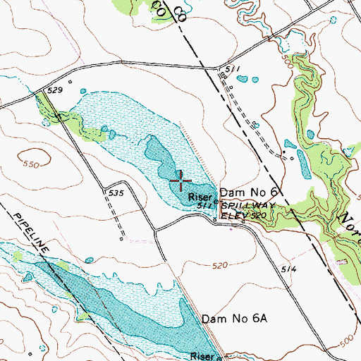 Topographic Map of Soil Conservation Service Site 6 Reservoir, TX