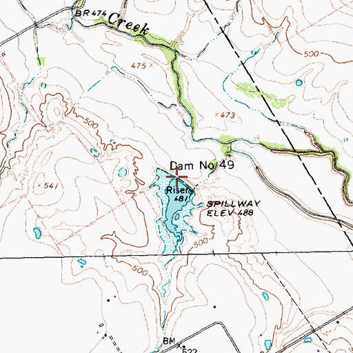 Topographic Map of Soil Conservation Service Site 49 Dam, TX