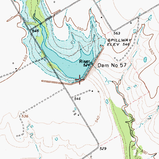 Topographic Map of Soil Conservation Service Site 57 Dam, TX