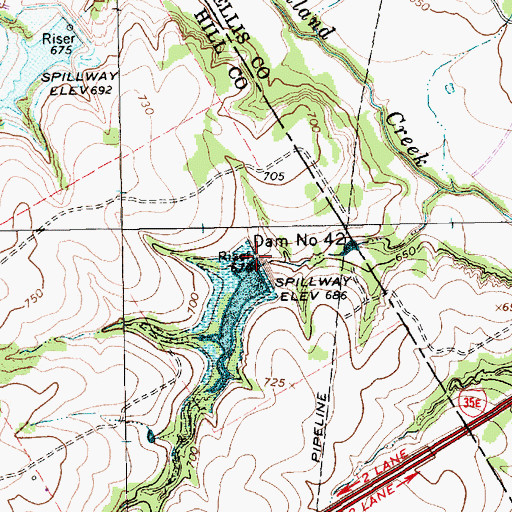 Topographic Map of Soil Conservation Service Site 42 Dam, TX