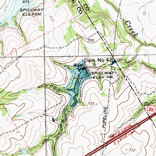 Topographic Map of Soil Conservation Service Site 42 Reservoir, TX