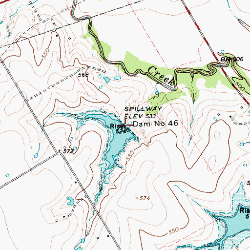 Topographic Map of Soil Conservation Service Site 46 Dam, TX