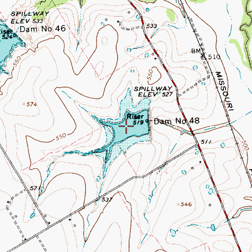 Topographic Map of Soil Conservation Service Site 48 Reservoir, TX