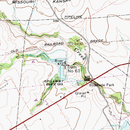Topographic Map of Soil Conservation Service Site 61 Dam, TX