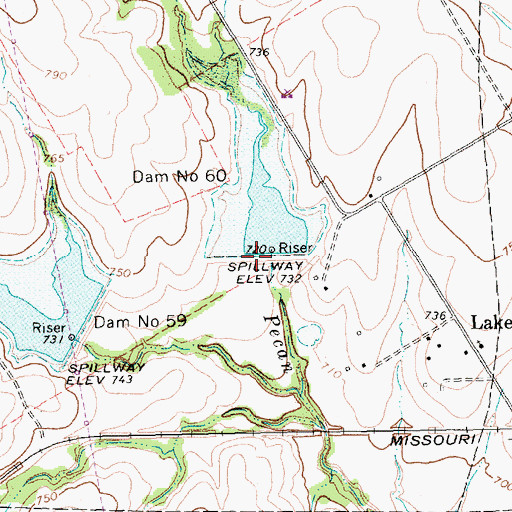 Topographic Map of Soil Conservation Service Site 60 Dam, TX