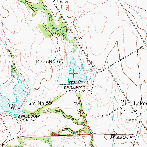 Topographic Map of Soil Conservation Service Site 60 Reservoir, TX