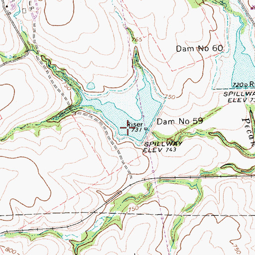 Topographic Map of Soil Conservation Service Site 59 Reservoir, TX