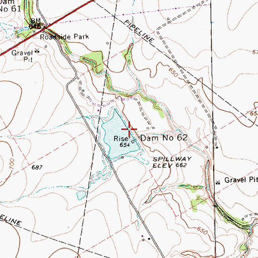 Topographic Map of Soil Conservation Service Site 62 Dam, TX