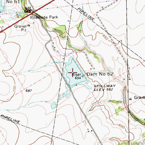 Topographic Map of Soil Conservation Service Site 62 Reservoir, TX