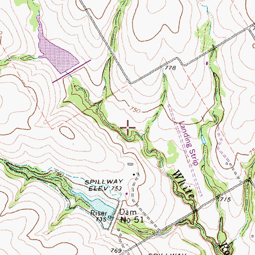 Topographic Map of Soil Conservation Service Site 50 Reservoir, TX