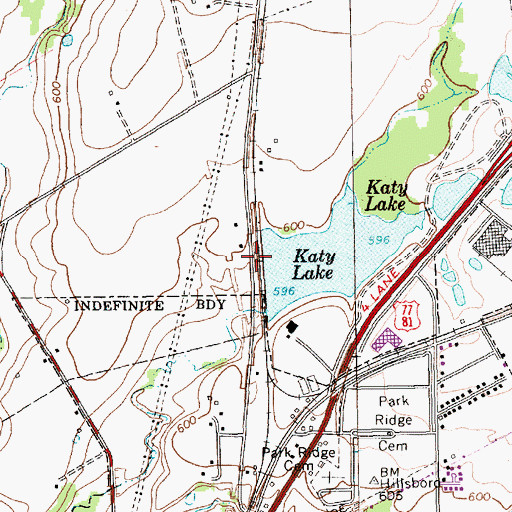 Topographic Map of Hillsboro Lake Park Dam, TX