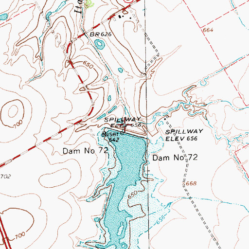 Topographic Map of Soil Conservation Service Site 72 Dam, TX