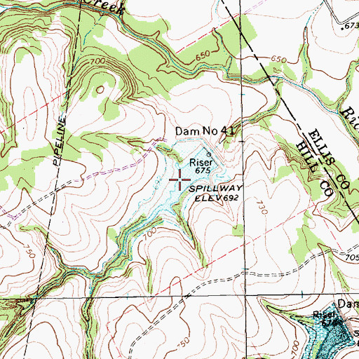 Topographic Map of Soil Conservation Service Site 41 Reservoir, TX