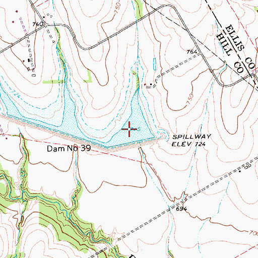 Topographic Map of Soil Conservation Service Site 39 Reservoir, TX