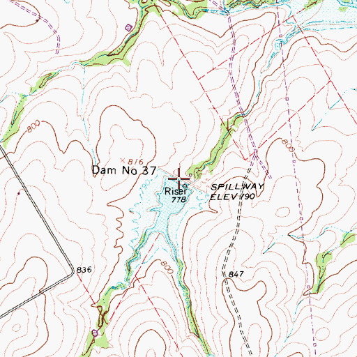 Topographic Map of Soil Conservation Service Site 37 Dam, TX