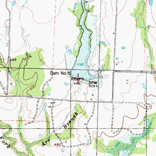 Topographic Map of Soil Conservation Service Site 5 Dam, TX