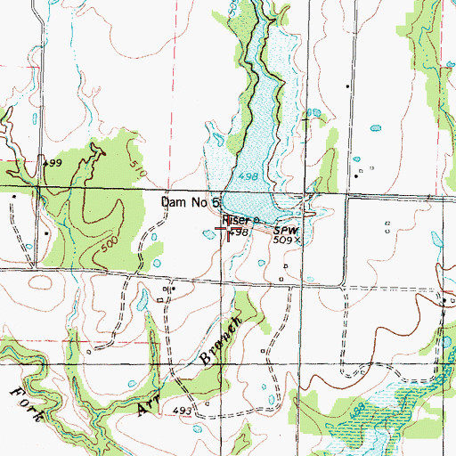 Topographic Map of Soil Conservation Service Site 5 Reservoir, TX
