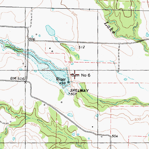 Topographic Map of Soil Conservation Service Site 6 Reservoir, TX