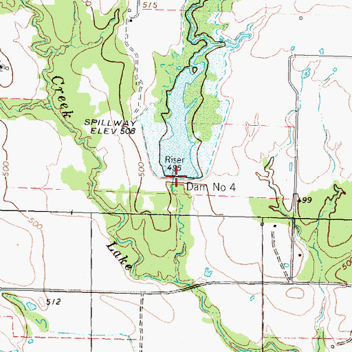 Topographic Map of Soil Conservation Service Site 4 Dam, TX