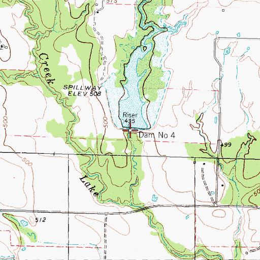 Topographic Map of Soil Conservation Service Site 4 Reservoir, TX