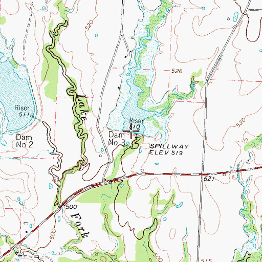 Topographic Map of Soil Conservation Service Site 3 Dam, TX