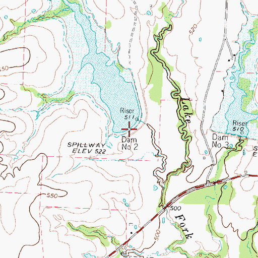 Topographic Map of Soil Conservation Service Site 2 Dam, TX