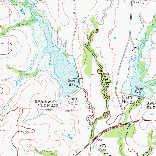 Topographic Map of Soil Conservation Service Site 2 Reservoir, TX