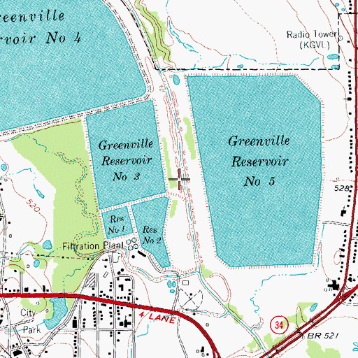 Topographic Map of Greenville Reservoir Number 3, TX