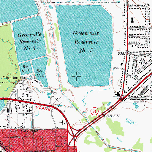 Topographic Map of Greenville Reservoir Number 5 Dam, TX