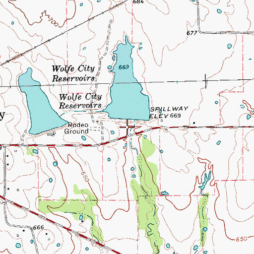 Topographic Map of Wolfe City Reservoir Number 2, TX