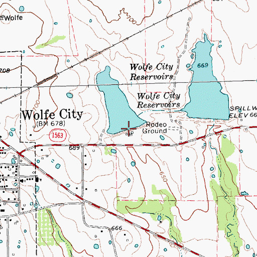 Topographic Map of Wolfe City Reservoir, TX