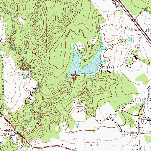 Topographic Map of Sentell Lake Dam, TX