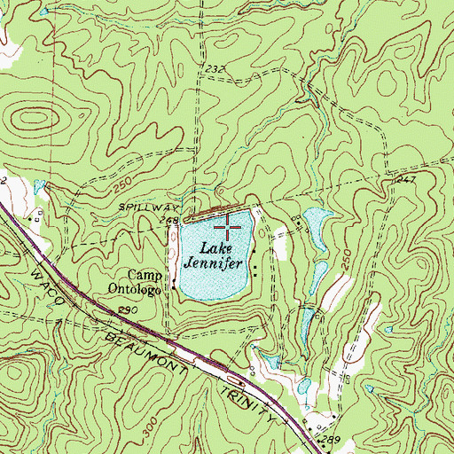 Topographic Map of Lake Jennifer Dam, TX
