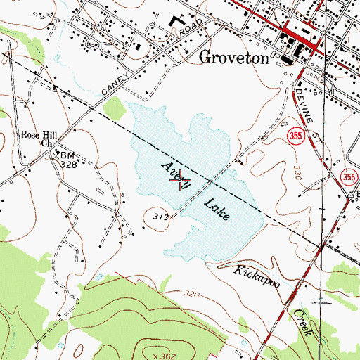 Topographic Map of Upper Lake Avery, TX