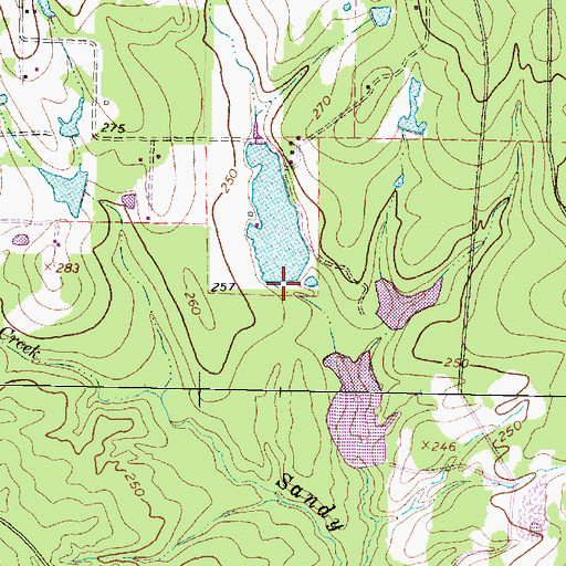 Topographic Map of Lake Dawson Dam, TX
