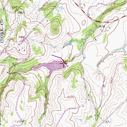 Topographic Map of Soil Conservation Service Site 32 Dam, TX