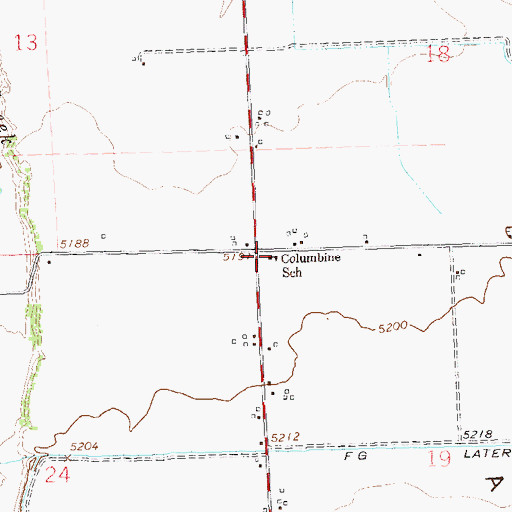 Topographic Map of Columbine School, CO