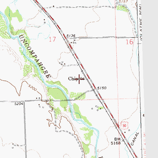 Topographic Map of Chipeta, CO