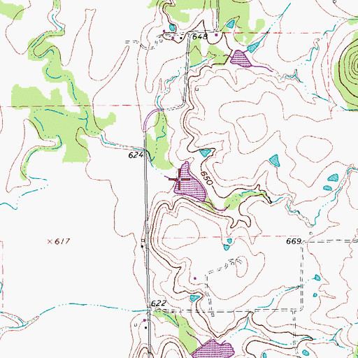 Topographic Map of Soil Conservation Service Site 61u Dam, TX