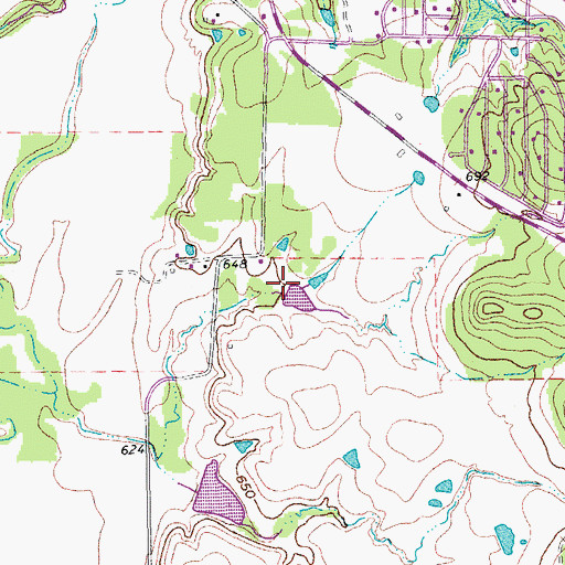 Topographic Map of Soil Conservation Service Site 61t Reservoir, TX