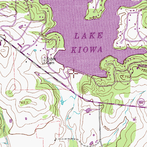 Topographic Map of Lake Kiowa Dam, TX