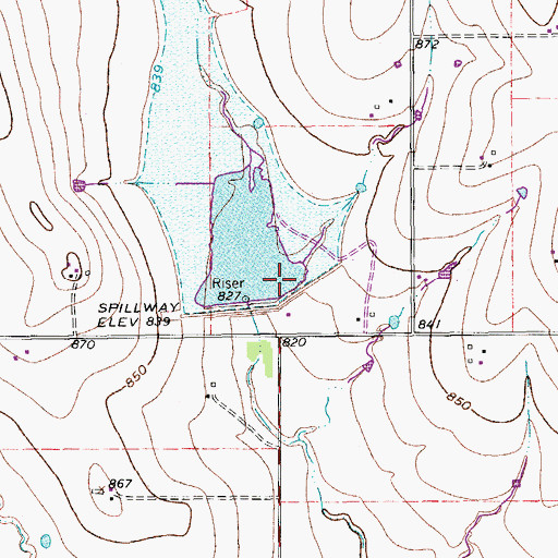 Topographic Map of Soil Conservation Service Site 9 Dam, TX