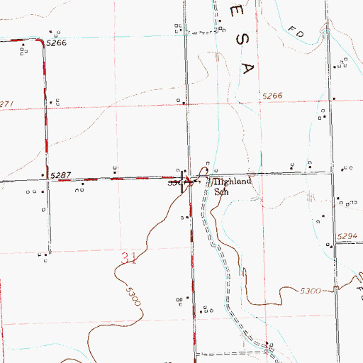 Topographic Map of Highland School, CO